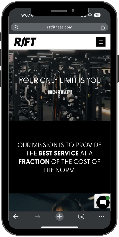 website shown on a mobile device